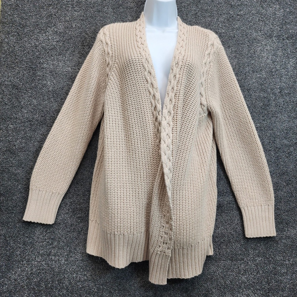 Chico's Cable Knit Women's Open Front Cardigan Sweater Size 2 Large Wool Blend